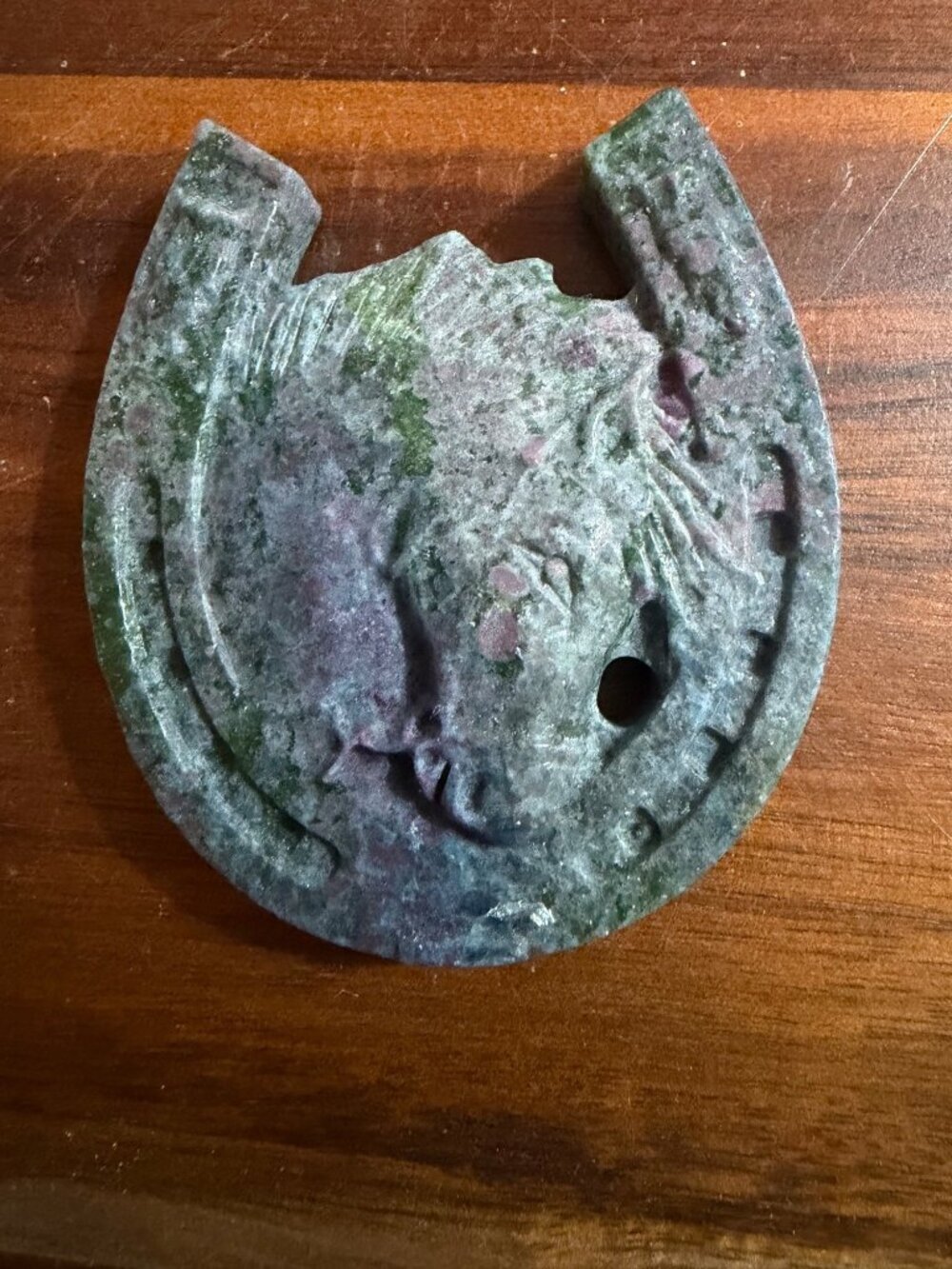 Ruby Kyanite Horse Horseshoe Crystal Carving